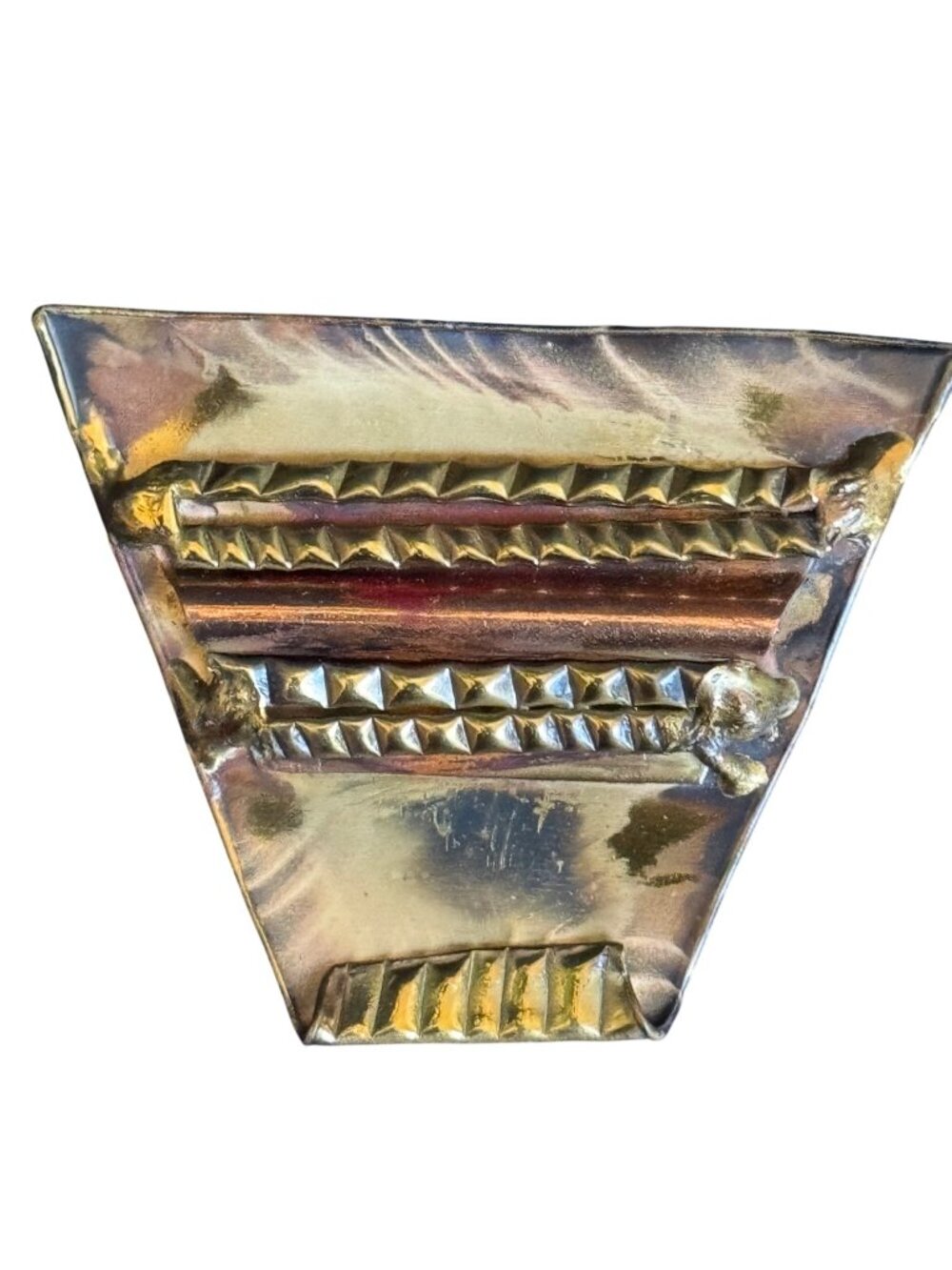 South African Handcrafted Copper & Brass Trapezoid Brooch Pin